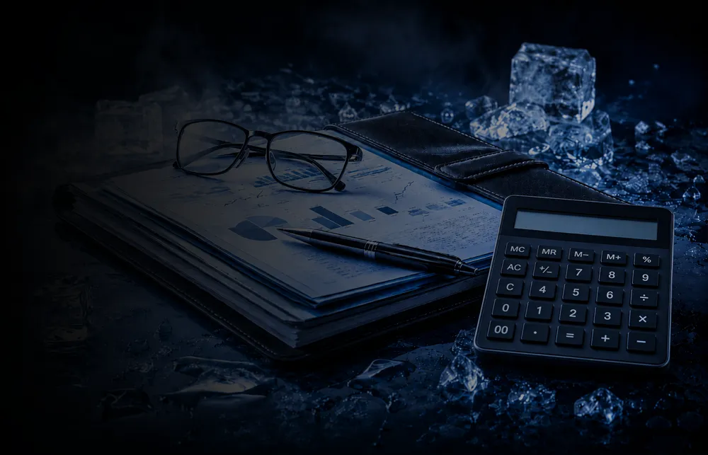 Dokumenty finansowe, kalkulator i okulary symbolizujące strategię podatkową firmy Iglomen.